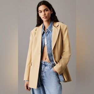 Calvin Klein Women’s Blazer – Size L – Beige – Relaxed Fit – New with Tag